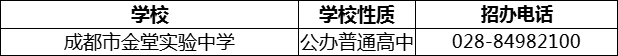 2024年成都市金堂實驗中學(xué)招辦電話是多少？