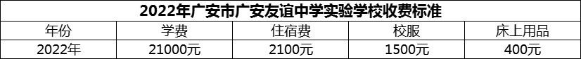 2024年廣安市廣安友誼中學(xué)實驗學(xué)校學(xué)費多少錢？
